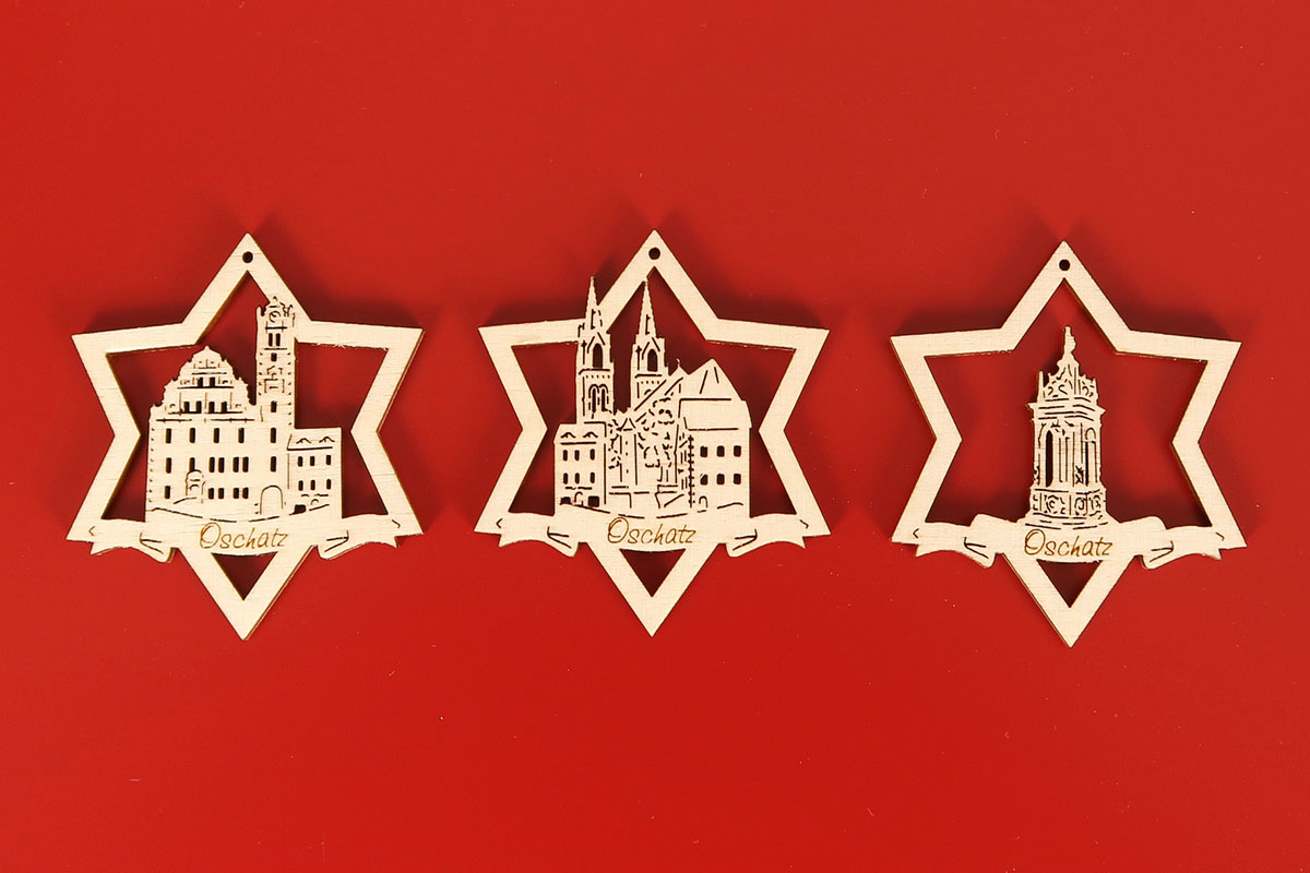 Anhänger Oschatz Rathaus,<br />Kirche und Brunnen