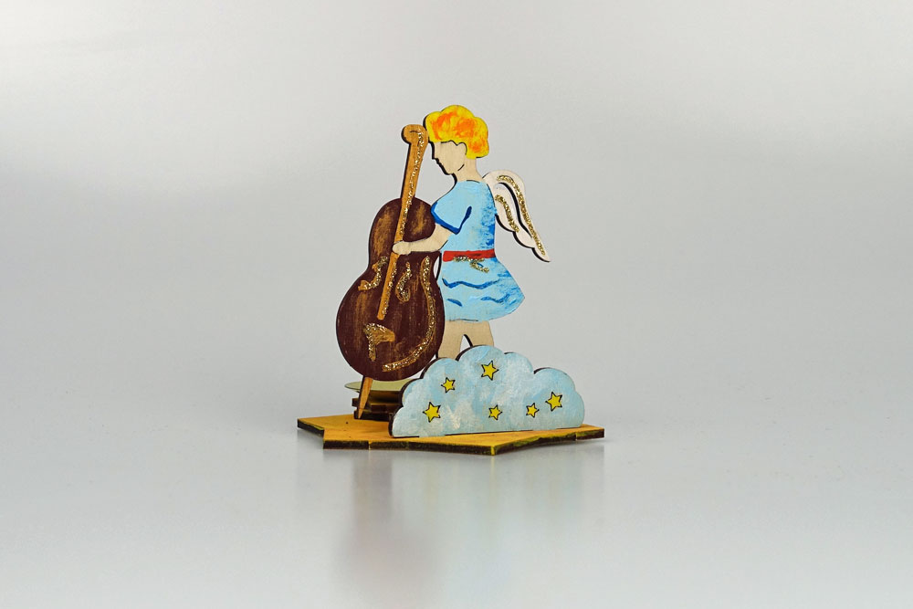 Bastelsatz Kerzenhalter musizierende Engel Cello