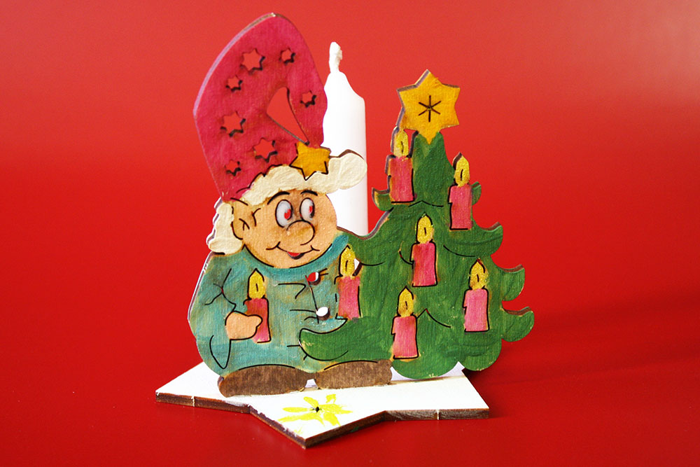 Bastelsatz Kerzenhalter Wichtel Weihnachtsbaum