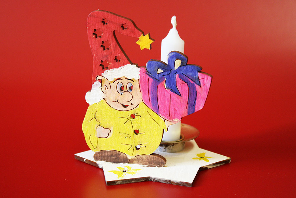 Bastelsatz Kerzenhalter Wichtel Geschenk