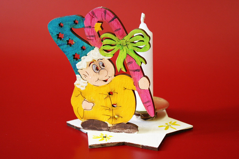 Bastelsatz Kerzenhalter Wichtel Zuckerstange