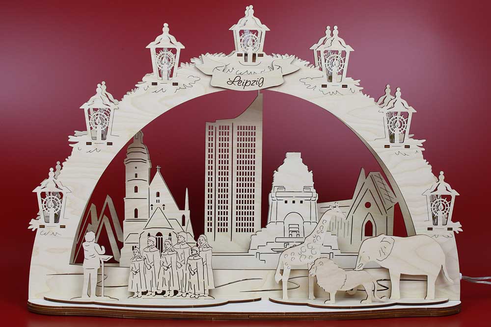 Schwibbogen Leipzig Stadtsilhouette