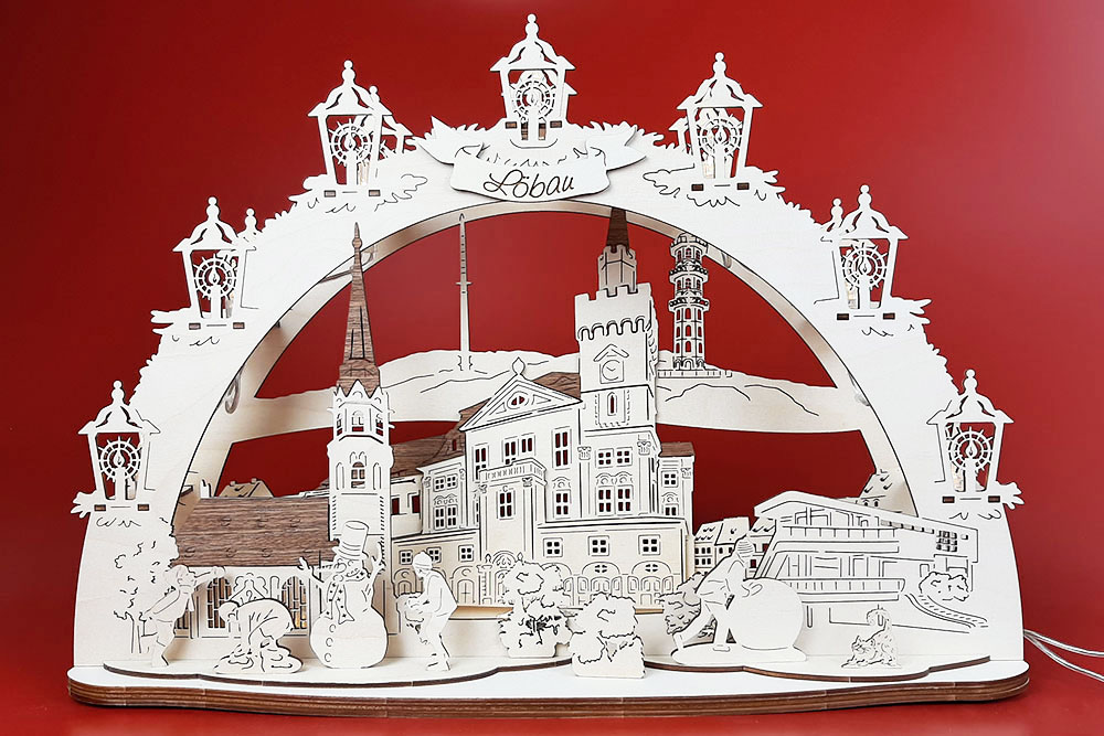 Schwibbogen Löbau Rathaus und Kirche