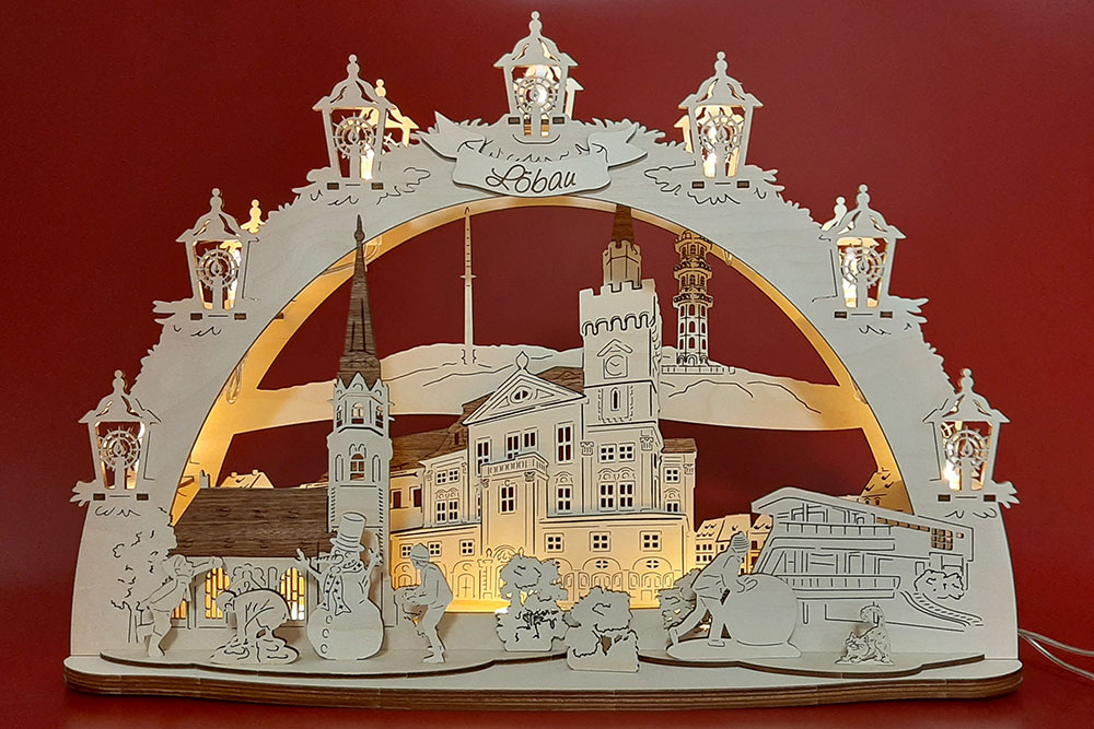 Schwibbogen Löbau Rathaus und Kirche