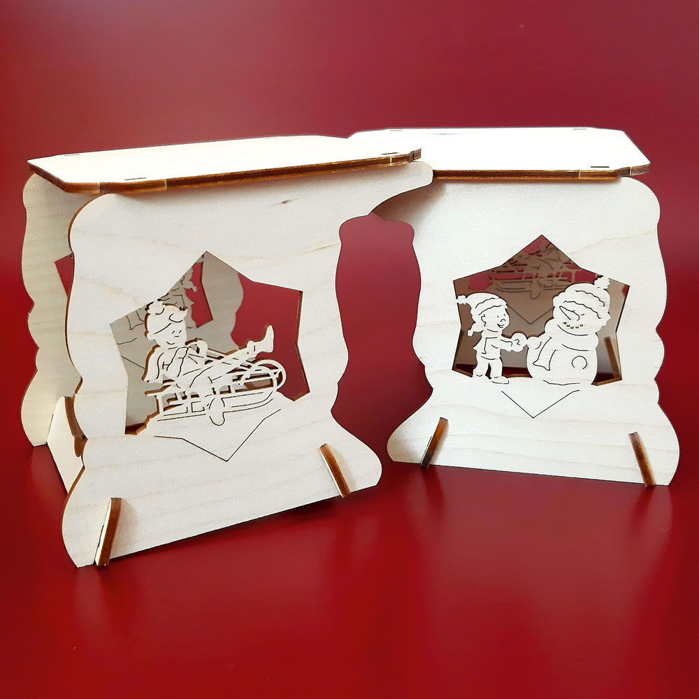 Bausatz Schwibbogen-Erhöhung Winterkinder (2er-Set)